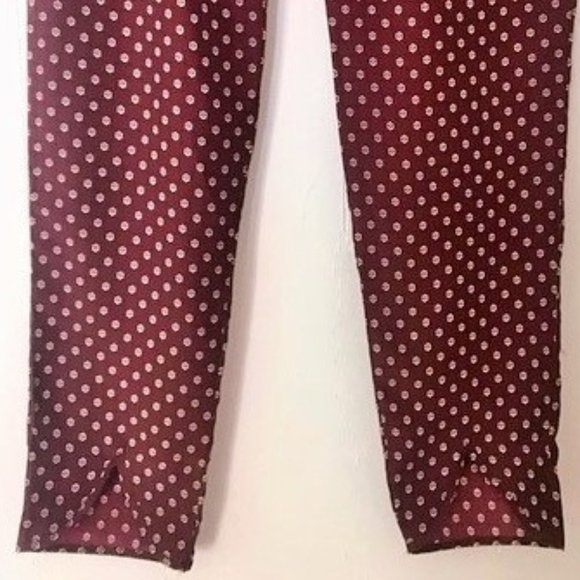 H&M BURGUNDY RED WHITE ICON PRINT SILKY PANTS SIZE 12 NWT - Picture 6 of 10